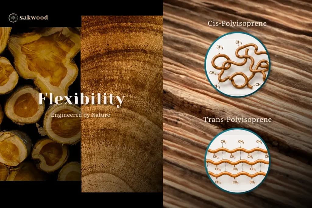 Teak's ability to keep its shape and resist water is partly due to a fascinating hydrocarbon called caoutchouc